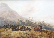 Mountain landscape with shepherds, Jacobus Mancadan